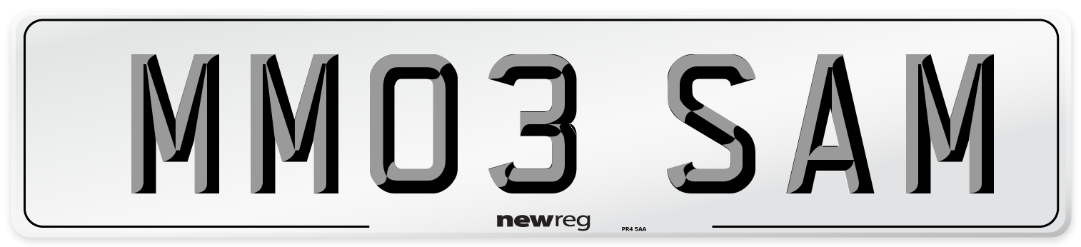 MM03 SAM Number Plate from New Reg